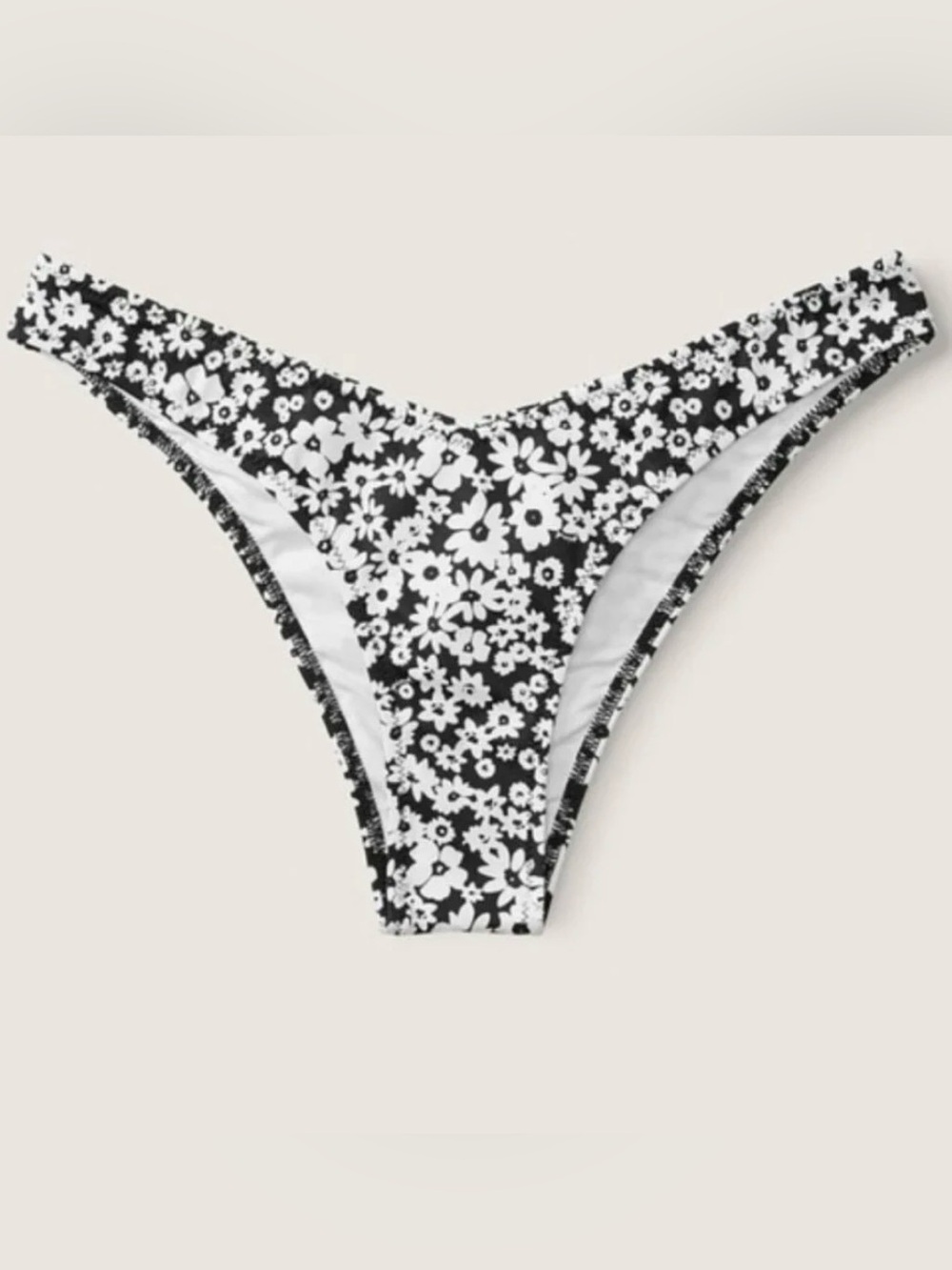 NWT PINK Victoria’s Secret Black White Floral High Leg Bikini Bottom XXL